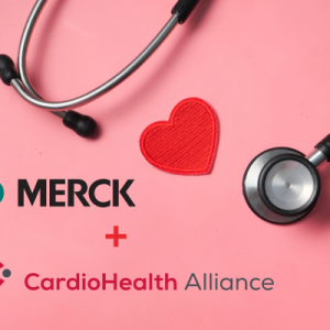 Merck + CardioHealth Alliance logos shown next to a patchwork heart and stethoscope