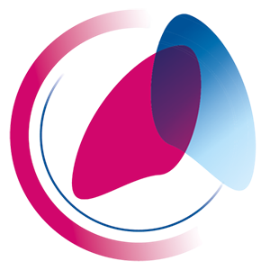 Logo of the IPF Summit which includes a magenta half circle closing around a stylized magenta and blue set of lungs.