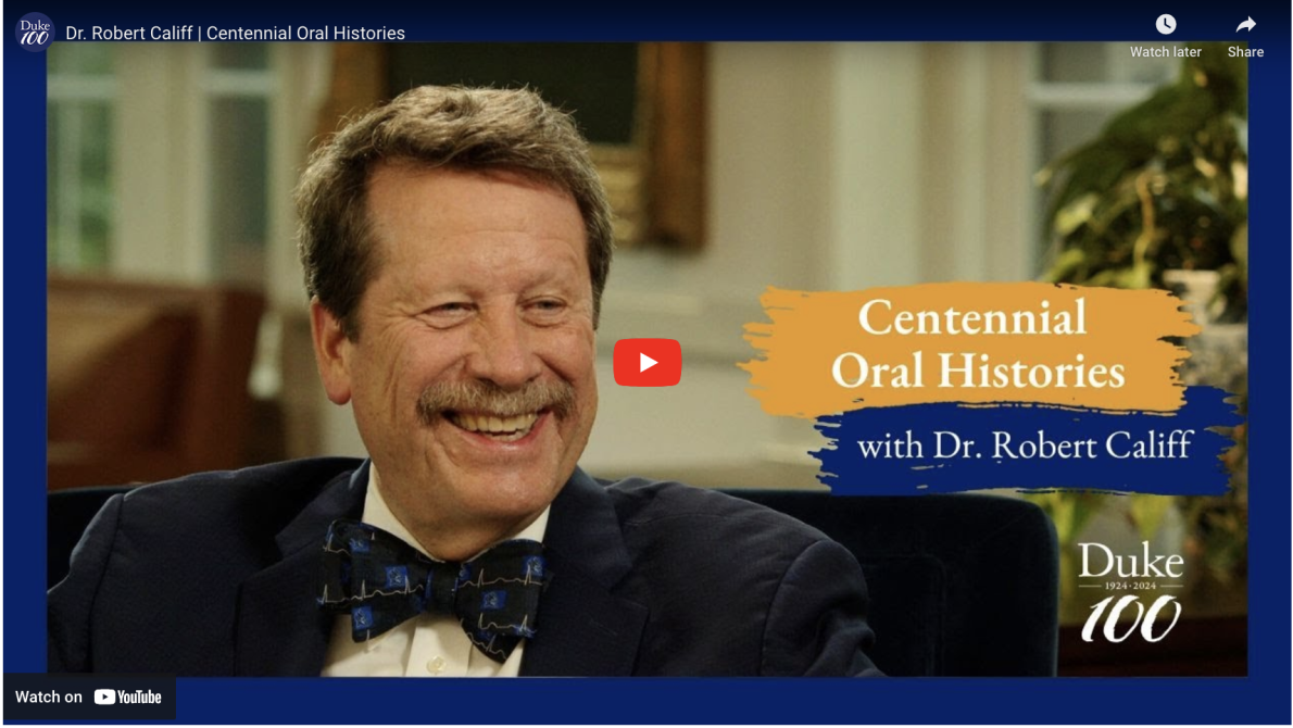 A screenshot of a video of an interview with Rob Califf